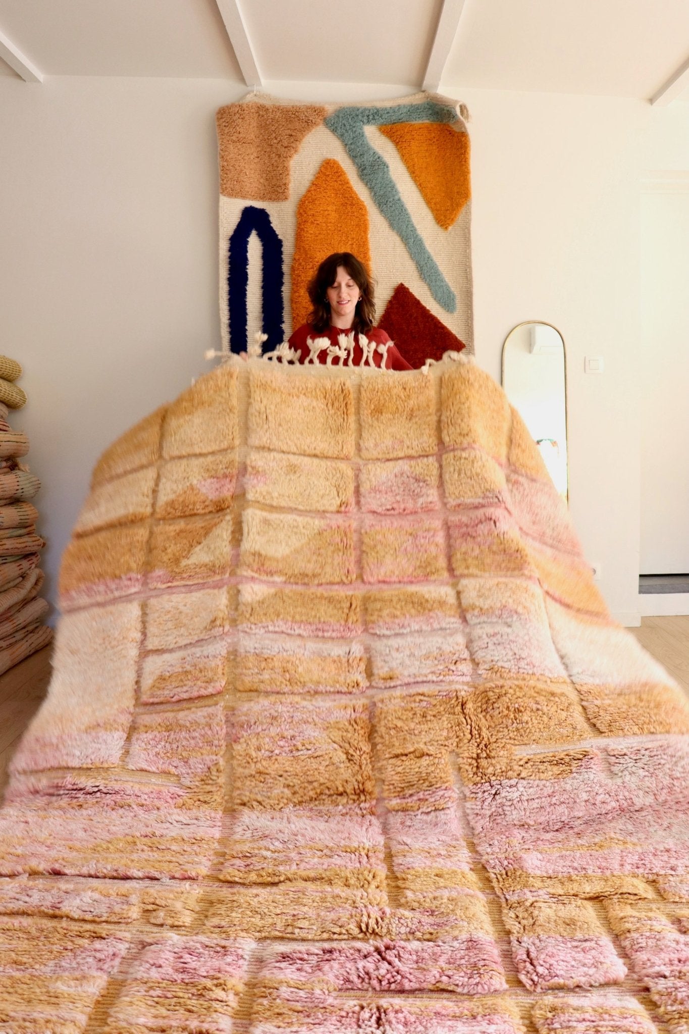 Beni Ouarain Moroccan Colorful Rug (1142) 318x204cm - Camel - Tree of Colors