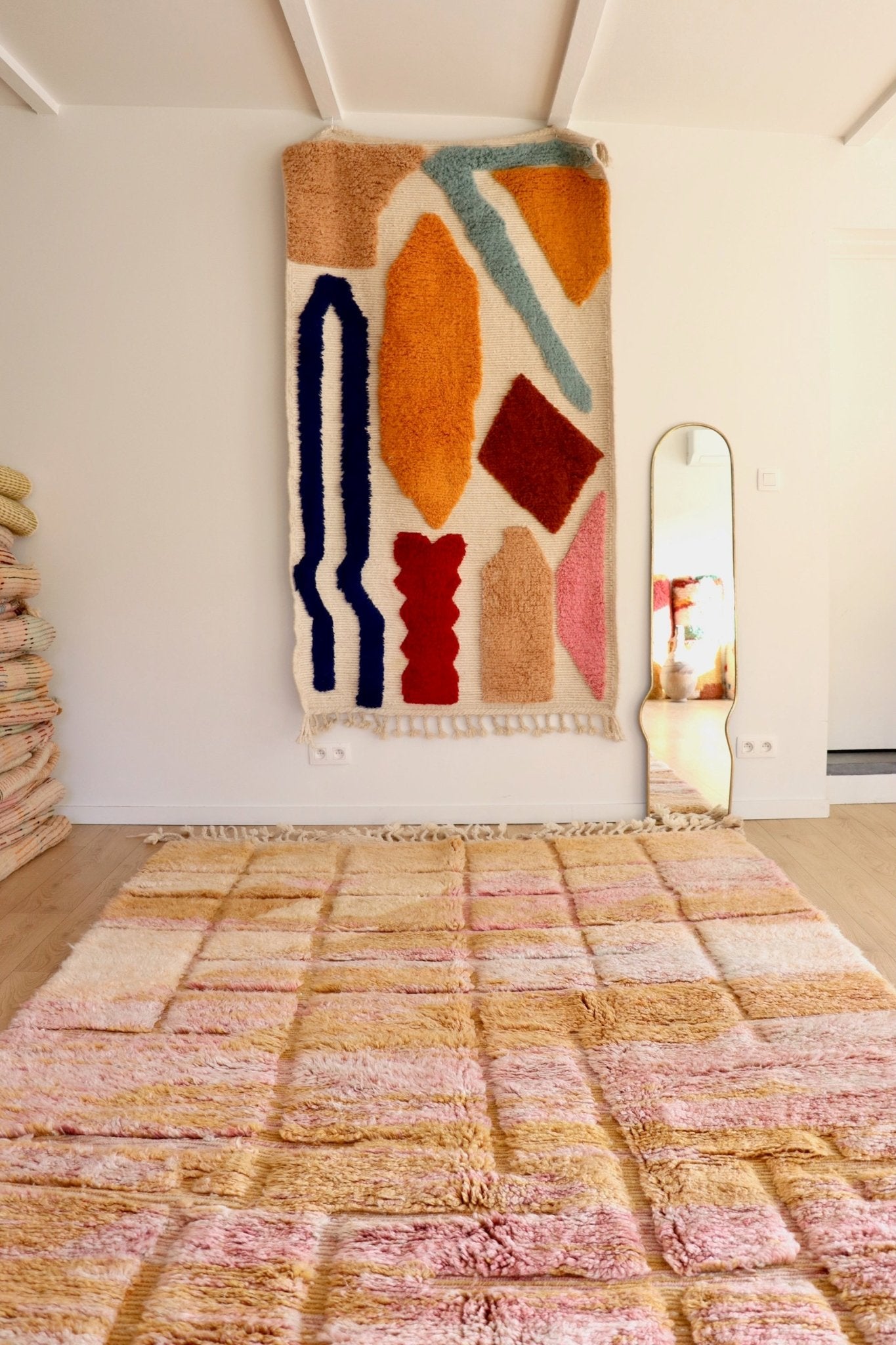 Beni Ouarain Moroccan Colorful Rug (1142) 318x204cm - Camel - Tree of Colors