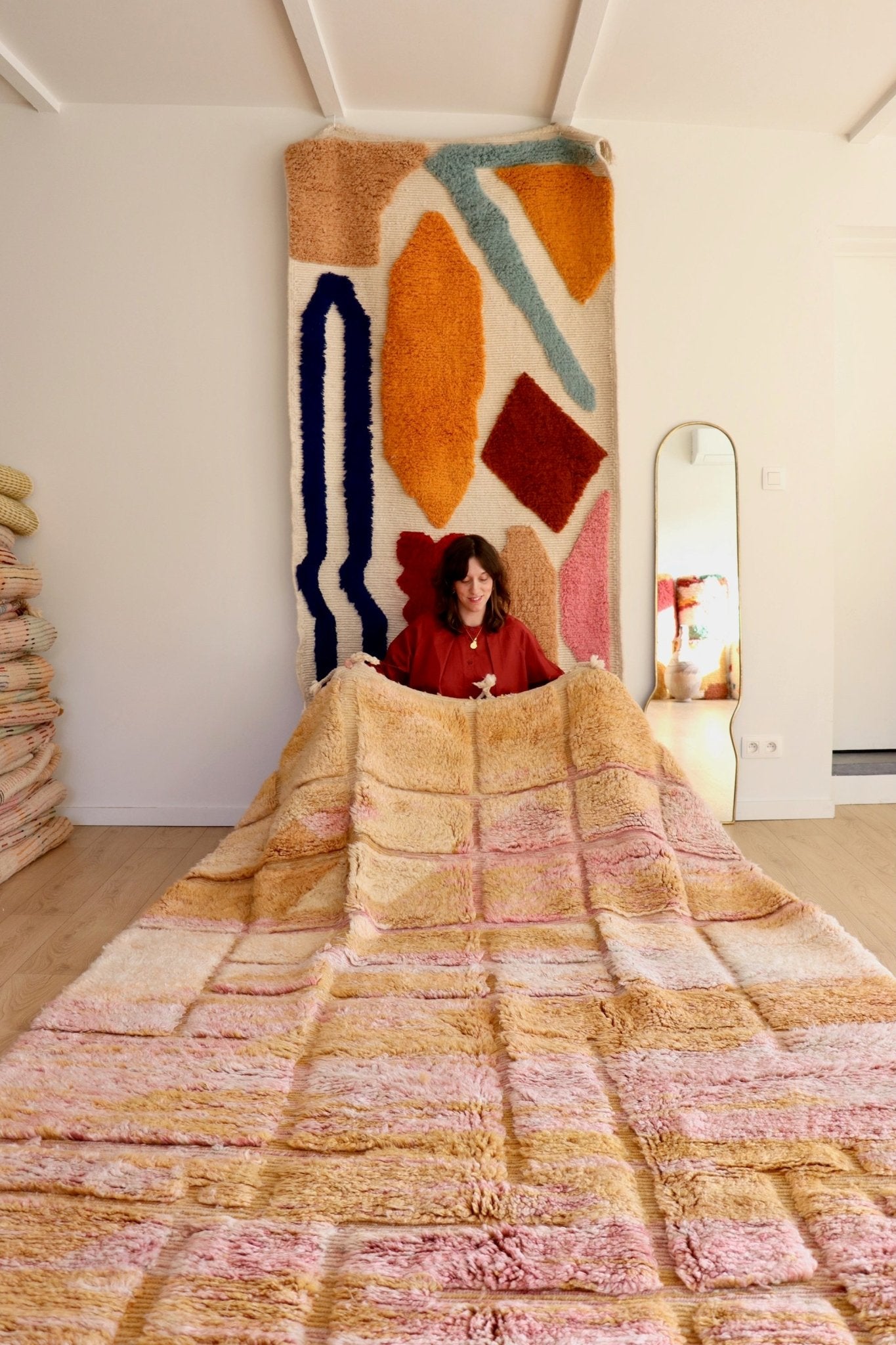 Beni Ouarain Moroccan Colorful Rug (1142) 318x204cm - Camel - Tree of Colors