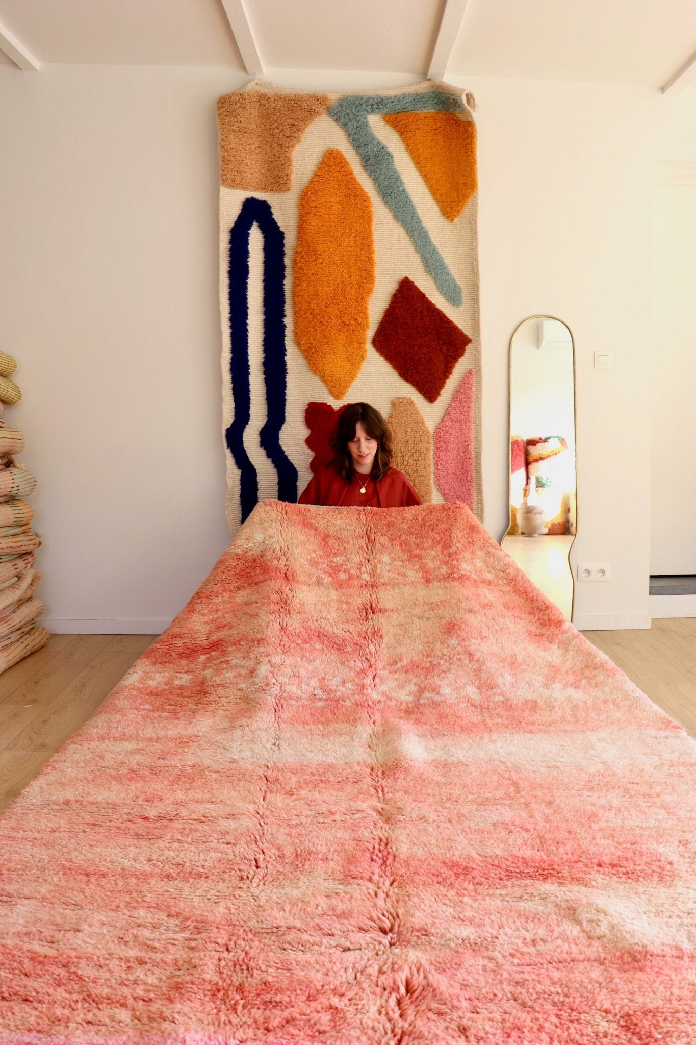 Beni Ouarain Moroccan Colorful Rug (1143) 290x206cm - Romantic Flight - Tree of Colors