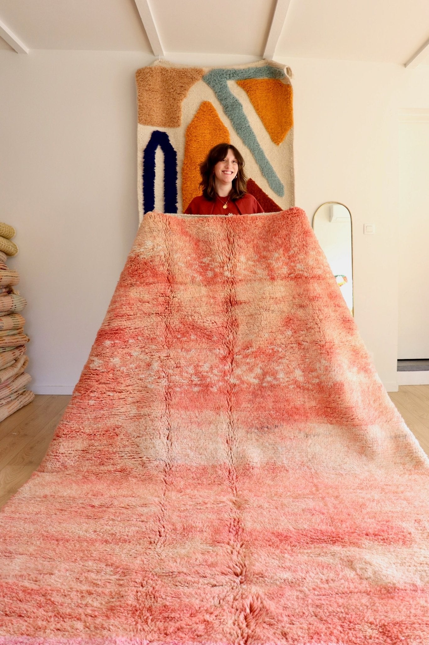 Beni Ouarain Moroccan Colorful Rug (1143) 290x206cm - Romantic Flight - Tree of Colors