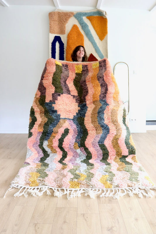 Beni Ouarain Moroccan Colorful Rug (1153) 235x159cm - Jungle - Tree of Colors