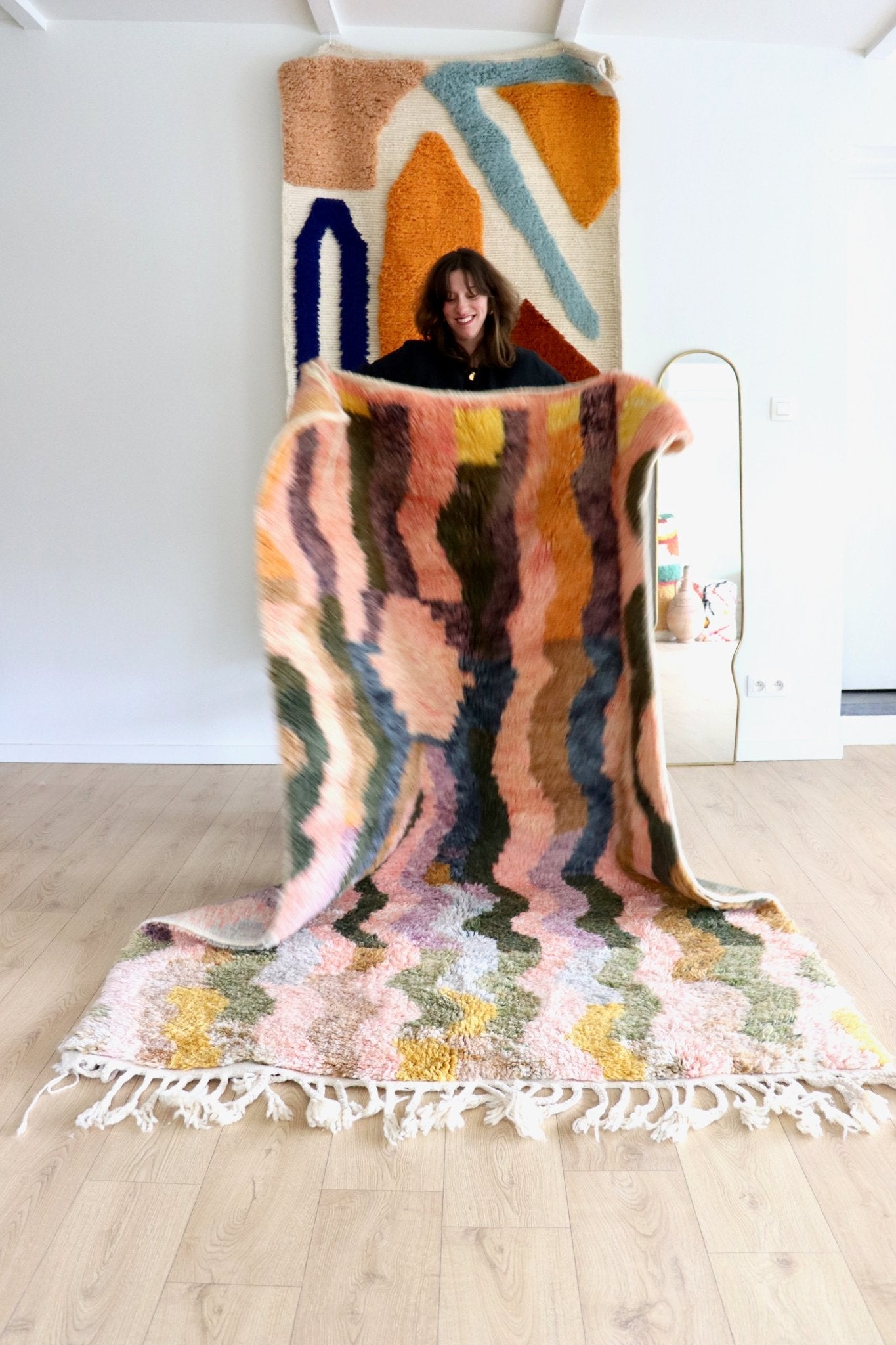 Beni Ouarain Moroccan Colorful Rug (1153) 235x159cm - Jungle - Tree of Colors