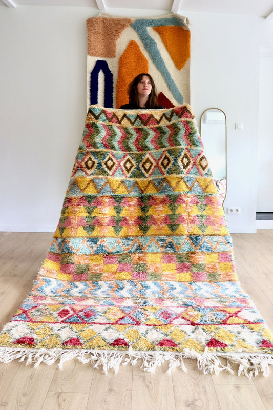 Beni Ouarain Moroccan Colorful Rug (1157) 242x155cm - Joy - Tree of Colors