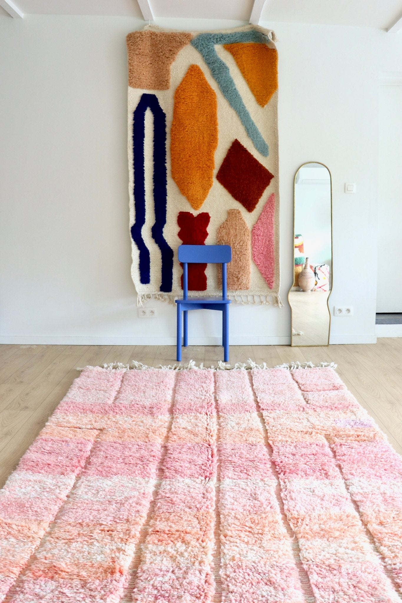 Beni Ouarain Moroccan Colorful Rug (1163) 249x170cm - Romantic Flight - Tree of Colors