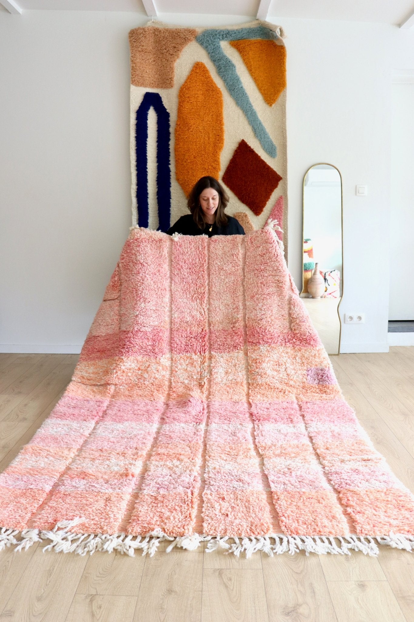 Beni Ouarain Moroccan Colorful Rug (1163) 249x170cm - Romantic Flight - Tree of Colors