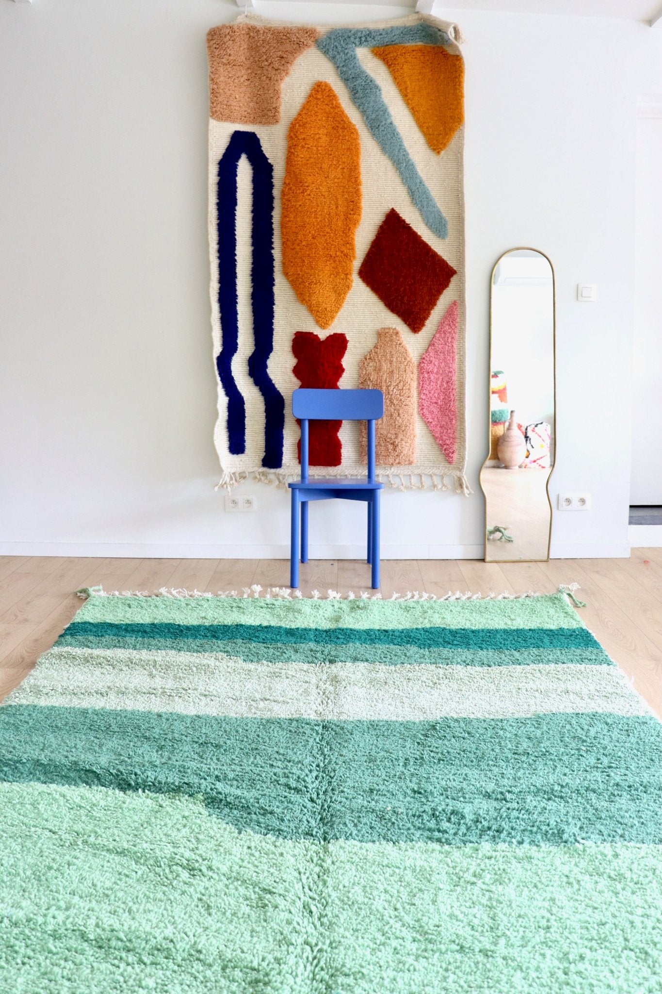Beni Ouarain Moroccan Colorful Rug (1186) 294x190cm - Algae - Tree of Colors