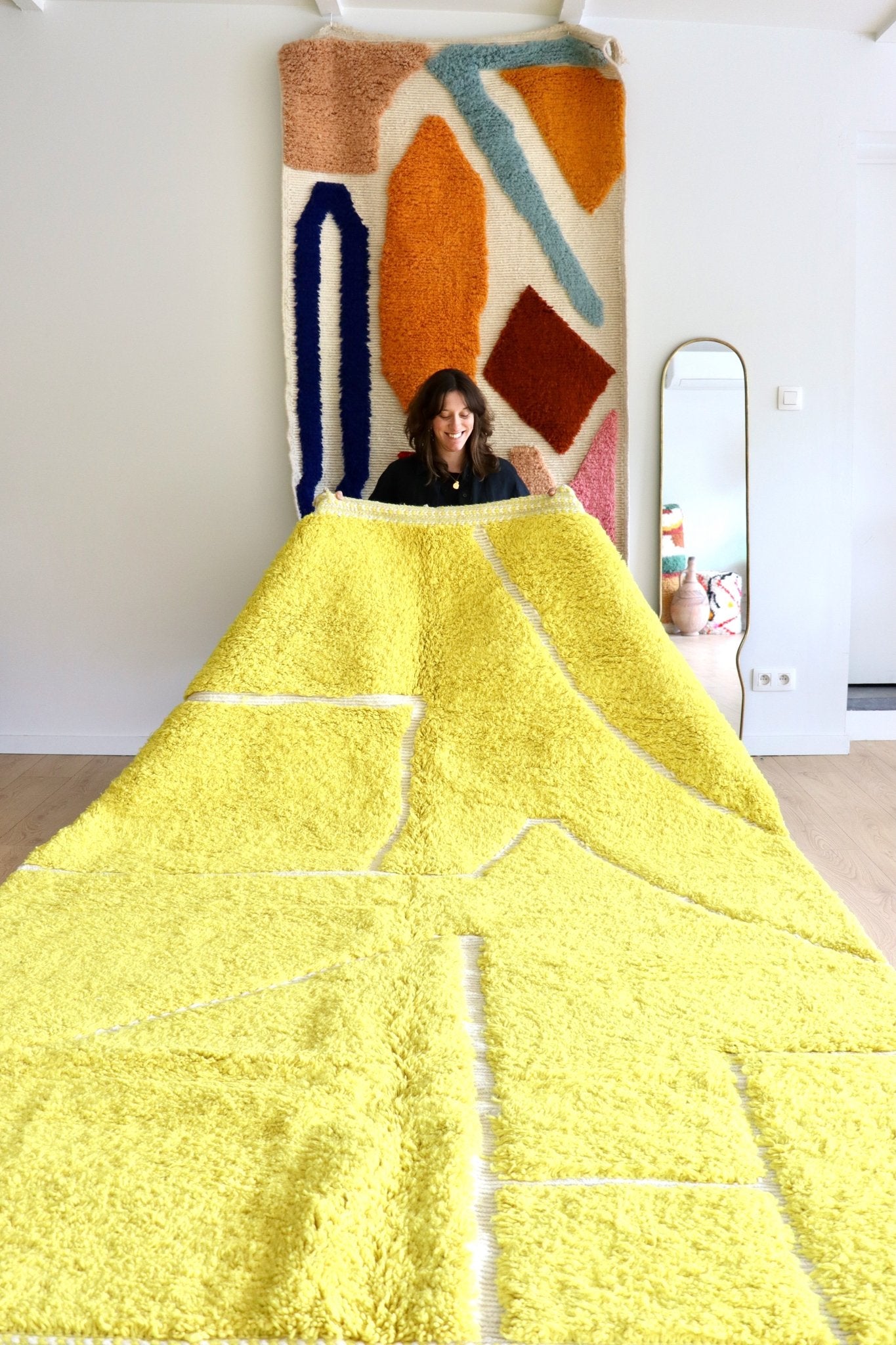 Beni Ouarain Moroccan Colorful Rug (1187) 310x209cm - Canary - Tree of Colors