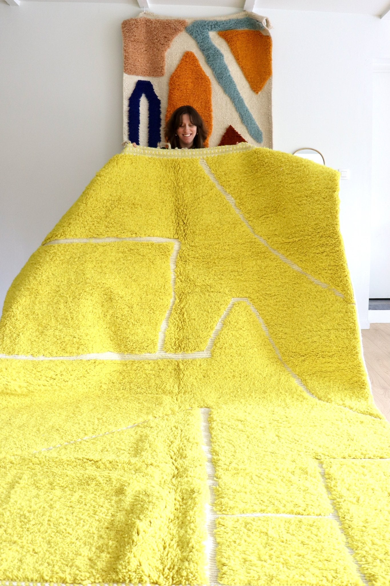 Beni Ouarain Moroccan Colorful Rug (1187) 310x209cm - Canary - Tree of Colors