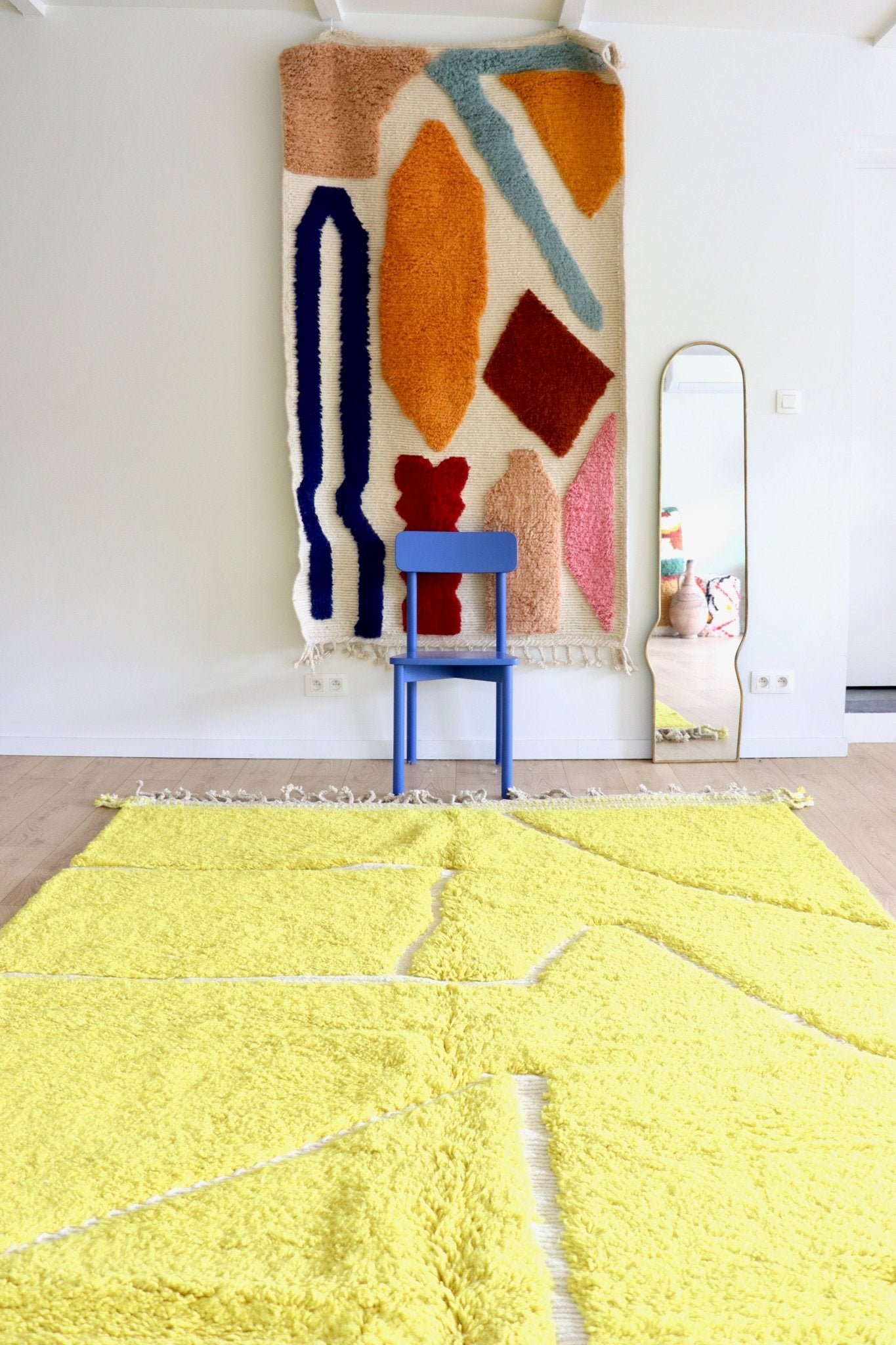 Beni Ouarain Moroccan Colorful Rug (1187) 310x209cm - Canary - Tree of Colors