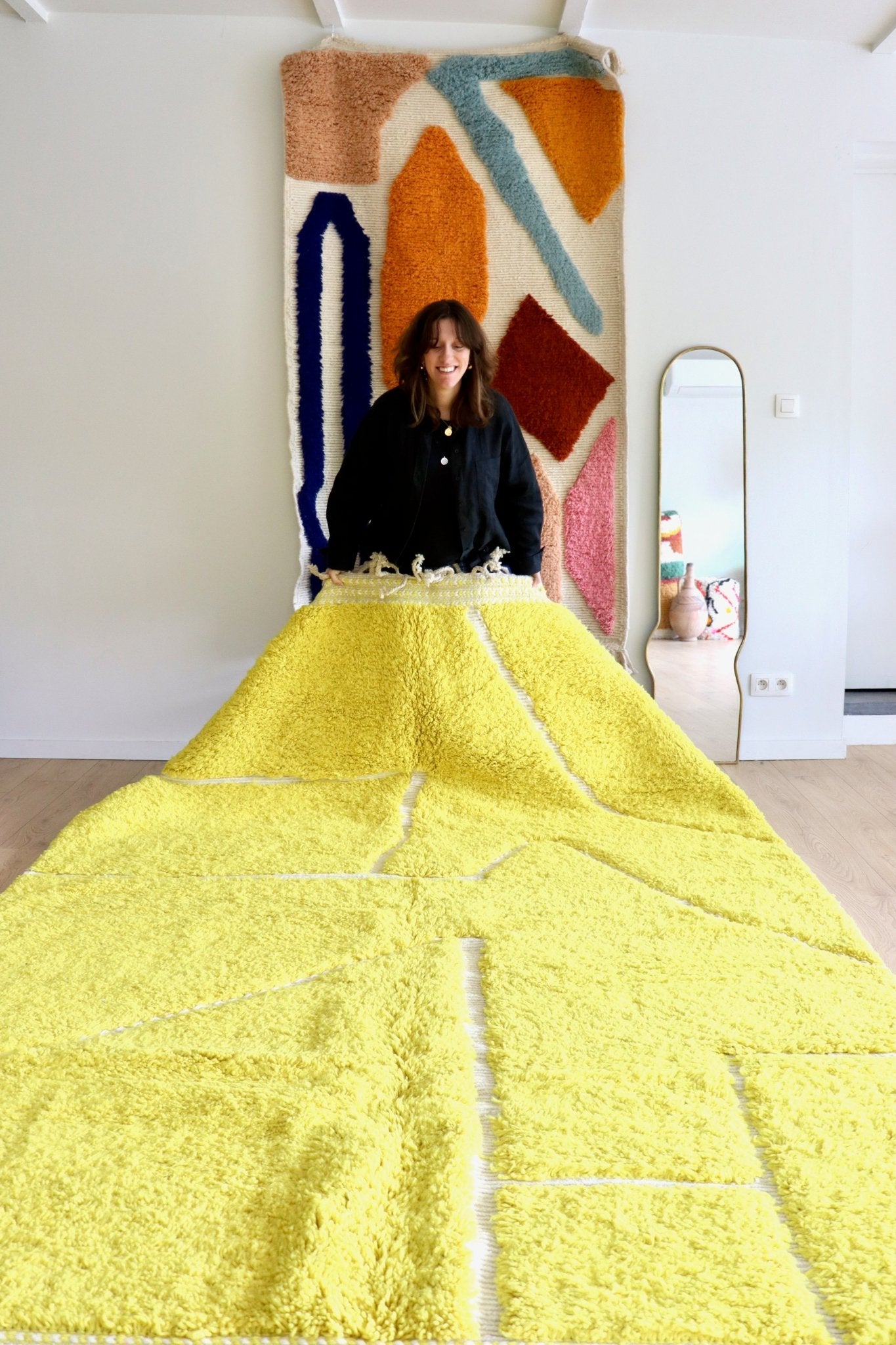 Beni Ouarain Moroccan Colorful Rug (1187) 310x209cm - Canary - Tree of Colors