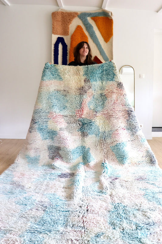 Beni Ouarain Moroccan Colorful Rug (1193) 305x209cm - Clouds - Tree of Colors