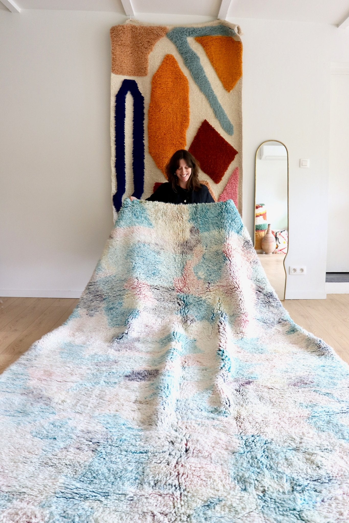 Beni Ouarain Moroccan Colorful Rug (1193) 305x209cm - Clouds - Tree of Colors