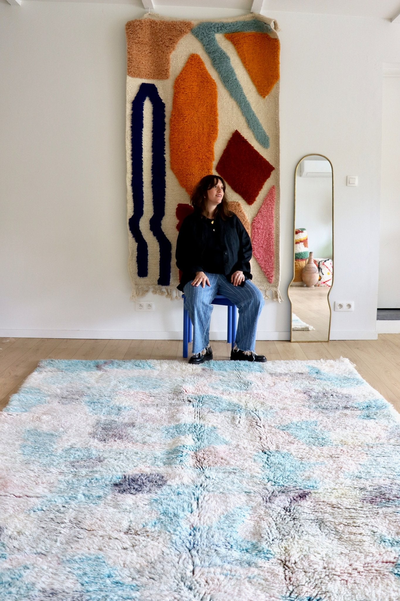 Beni Ouarain Moroccan Colorful Rug (1193) 305x209cm - Clouds - Tree of Colors
