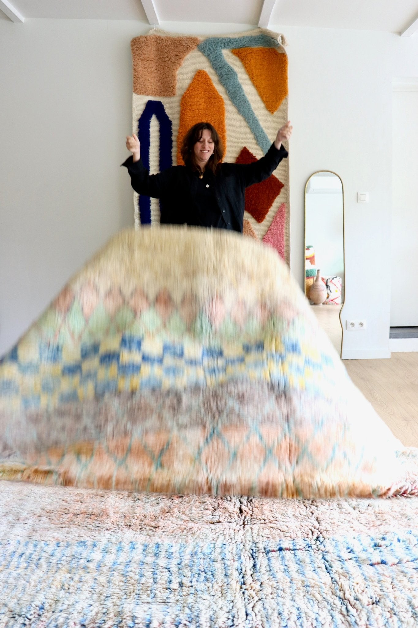 Beni Ouarain Moroccan Colorful Rug (1202) 305x203cm - Emily - Tree of Colors