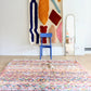 Beni Ouarain Moroccan Colorful Rug (1207) 296x202cm - Pink Flower Fields - Tree of Colors