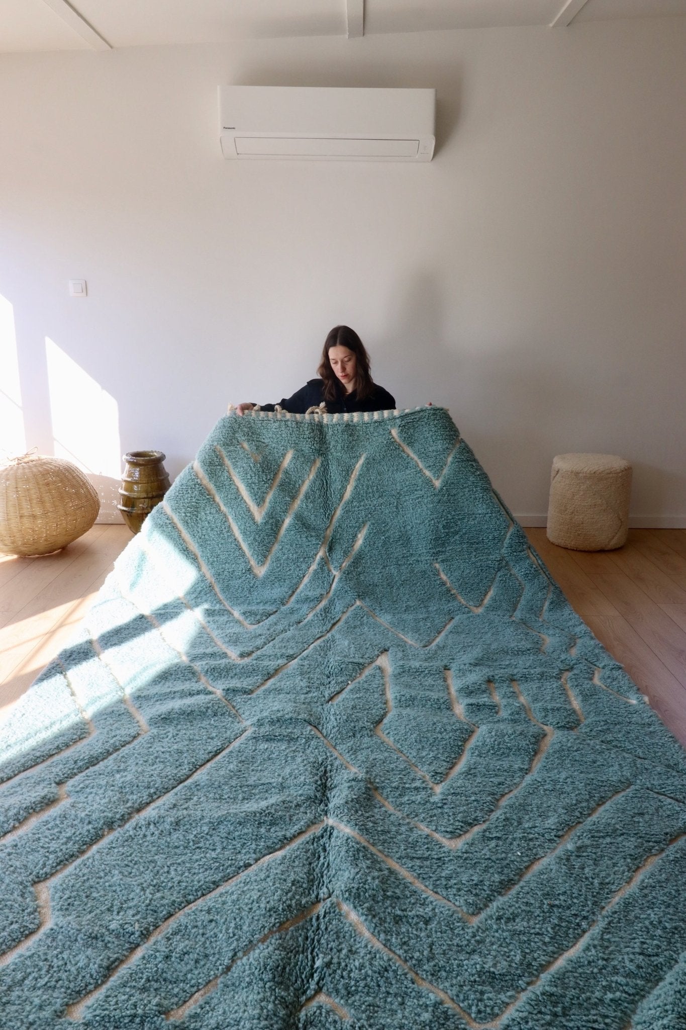 Beni Ouarain Moroccan Colorful Rug (806) 310x201cm - Baby Blue - Tree of Colors