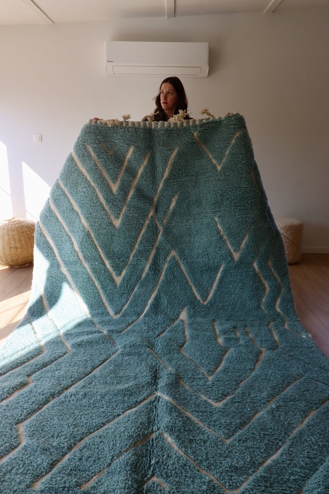 Beni Ouarain Moroccan Colorful Rug (806) 310x201cm - Baby Blue - Tree of Colors