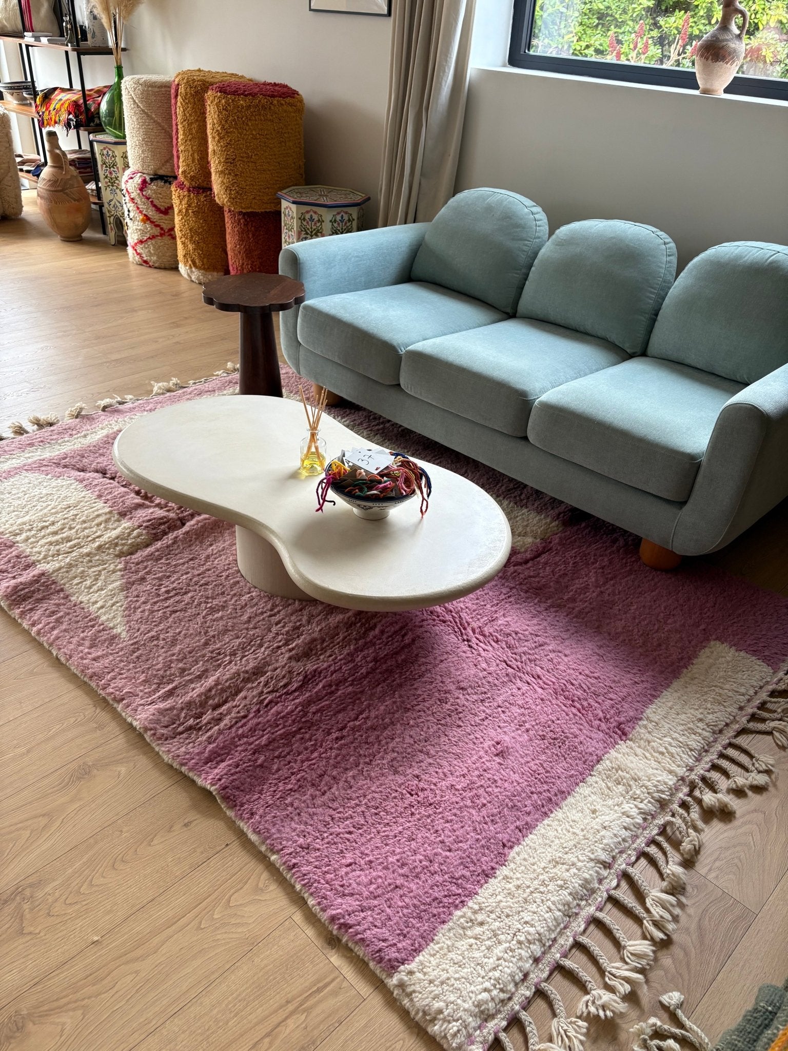 Beni Ouarain Moroccan Colorful Rug (808) 239x155cm - Lavender - Tree of Colors