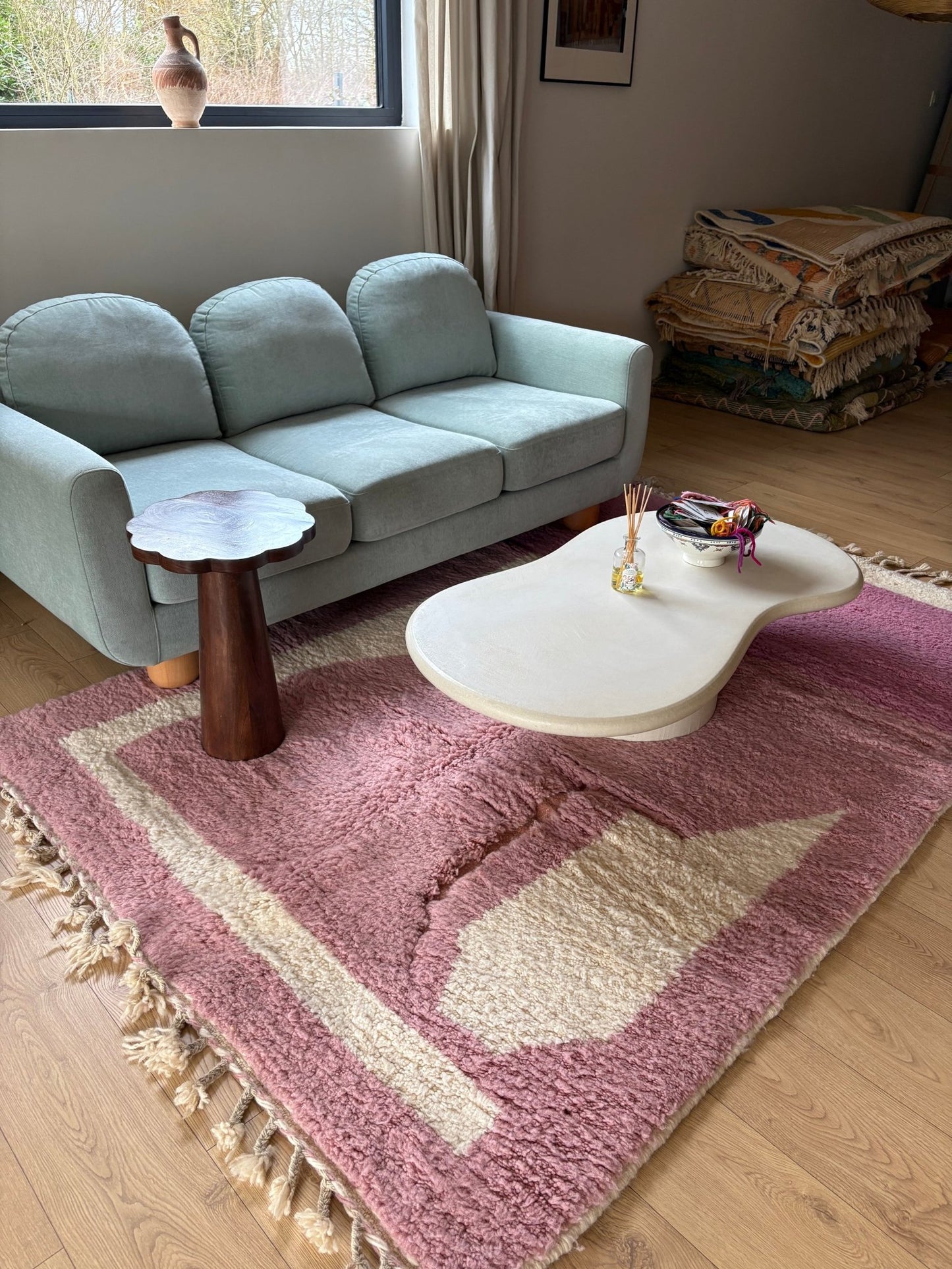 Beni Ouarain Moroccan Colorful Rug (808) 239x155cm - Lavender - Tree of Colors