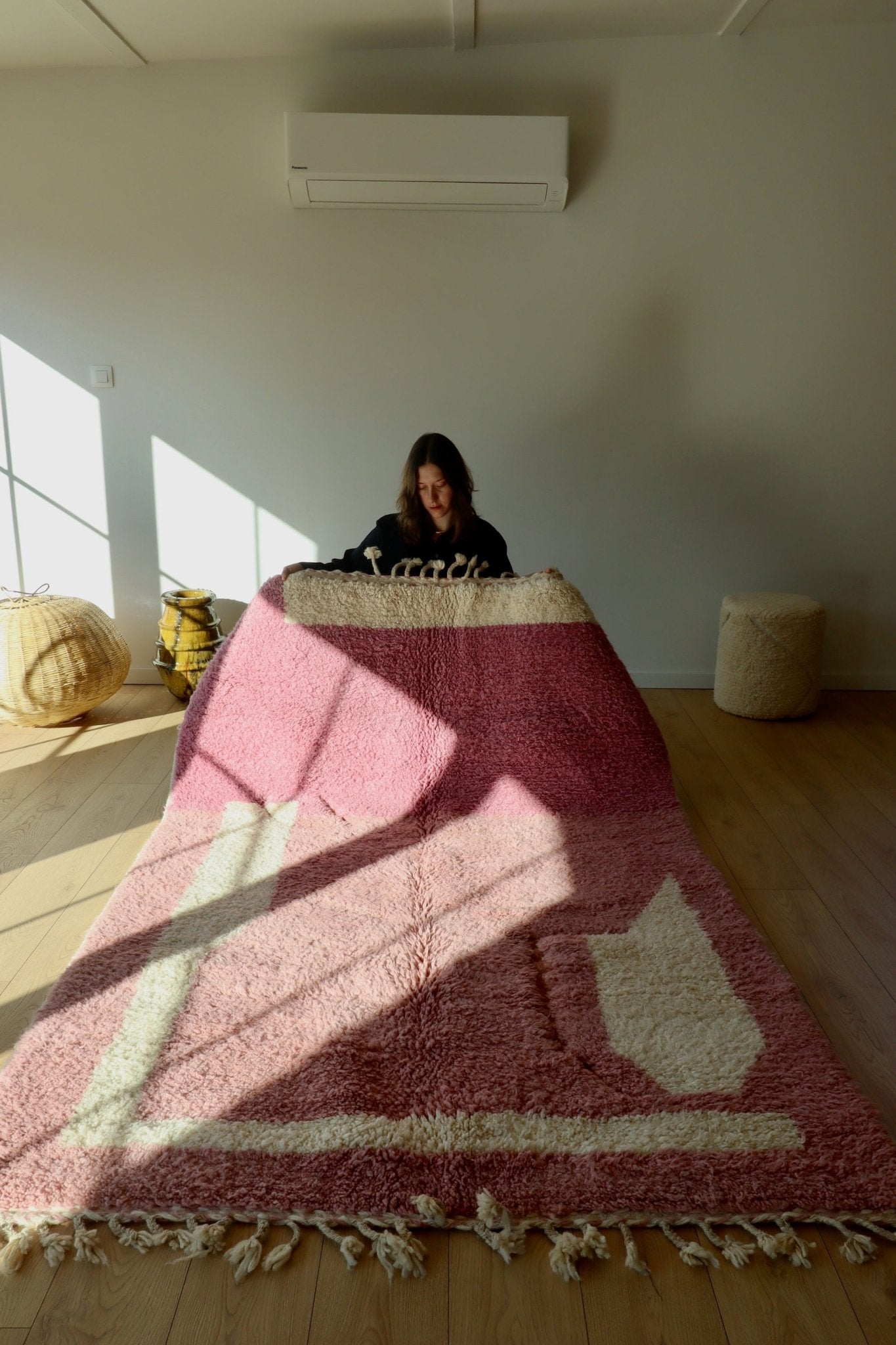 Beni Ouarain Moroccan Colorful Rug (808) 239x155cm - Lavender - Tree of Colors