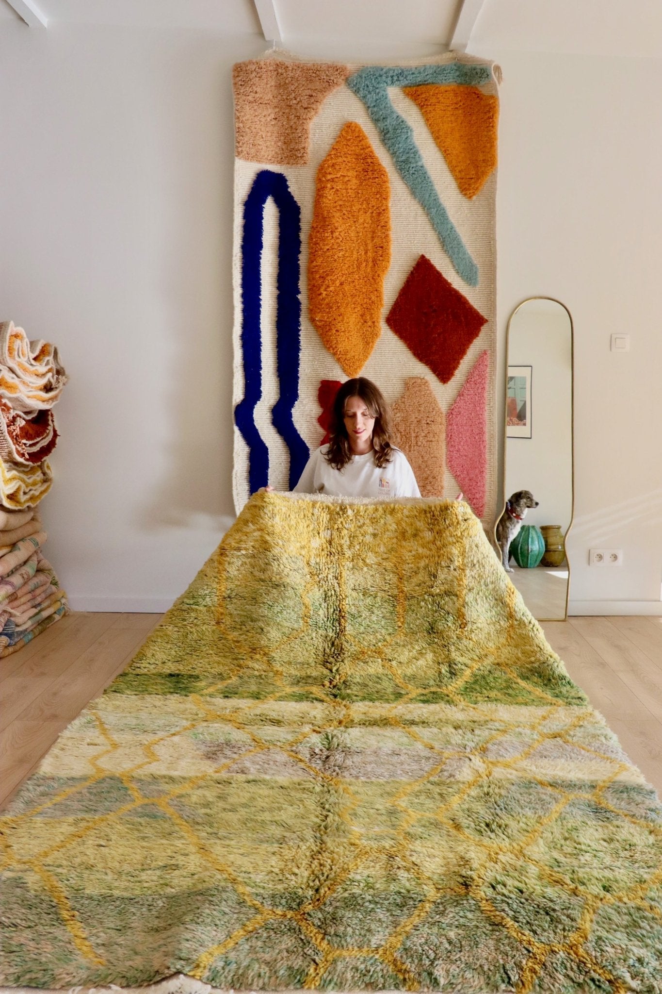 Beni Ouarain Moroccan Colorful Rug (956) 258x170cm - Emerald City - Tree of Colors