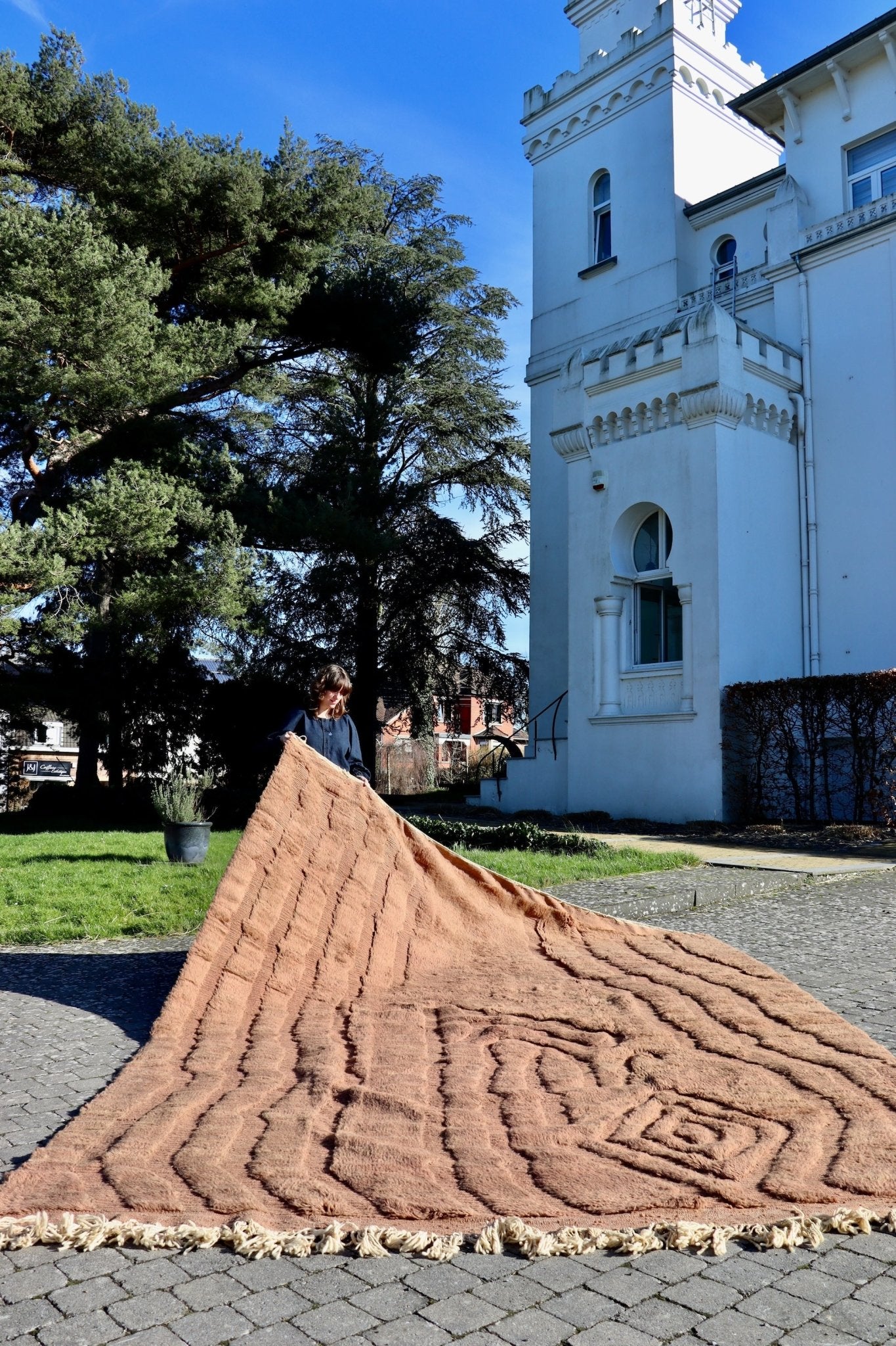 Beni Ouarain Moroccan Colorful Rug (976) 420x298cm - Chocolate Ice Cream - Tree of Colors