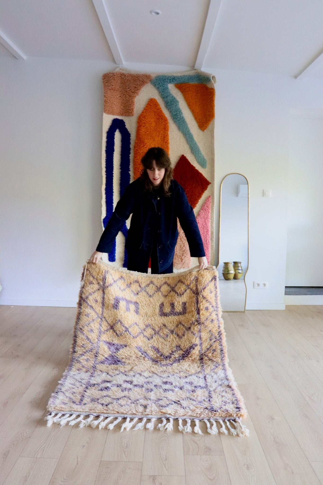 Beni Ouarain Moroccan Colorful Rug (999) 140x112cm - Lilac 1 - Tree of Colors