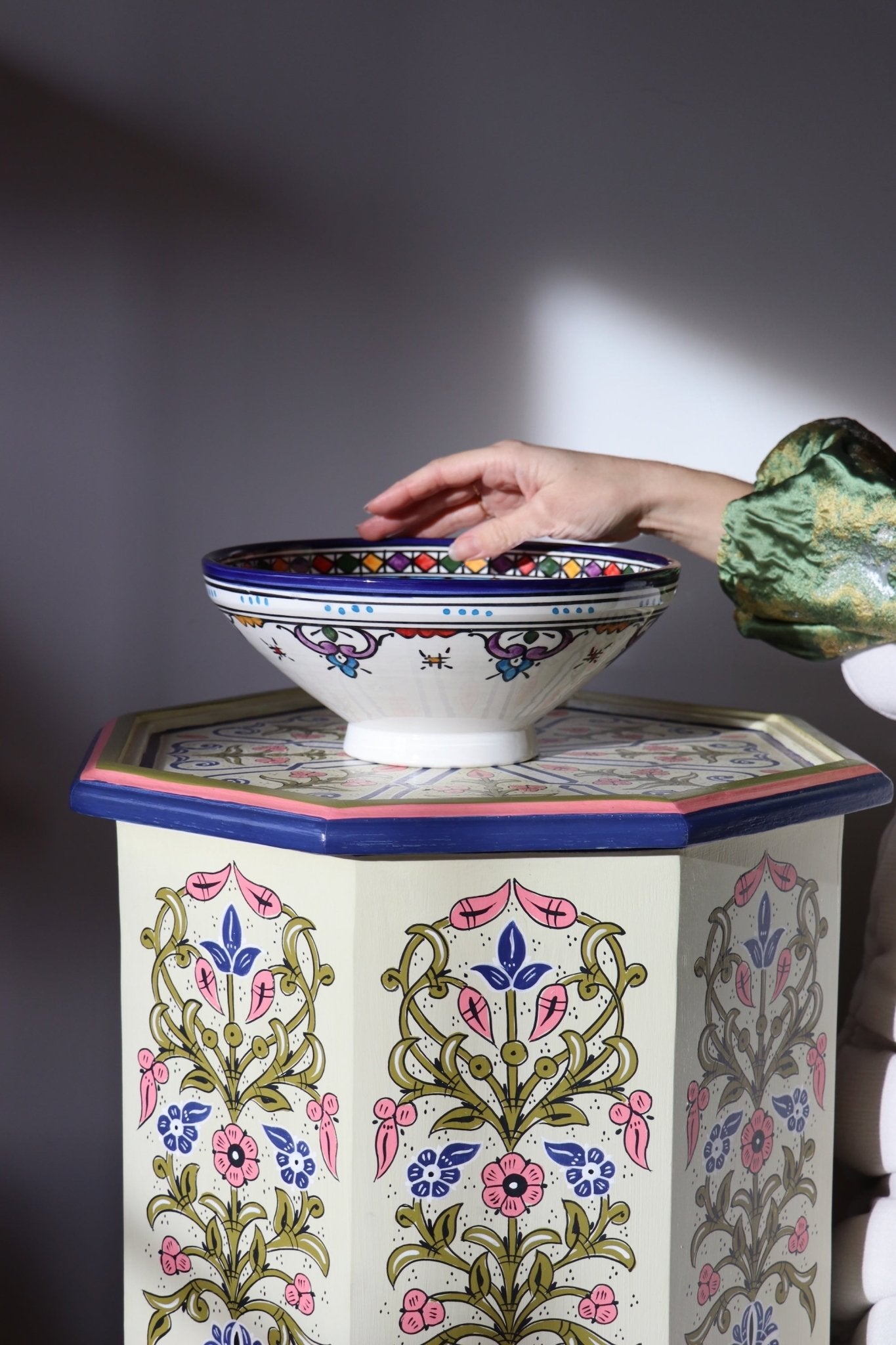 Big Ceramic Bowl, Hand painted ceramic in Fes, Morocco - Tree of Colors