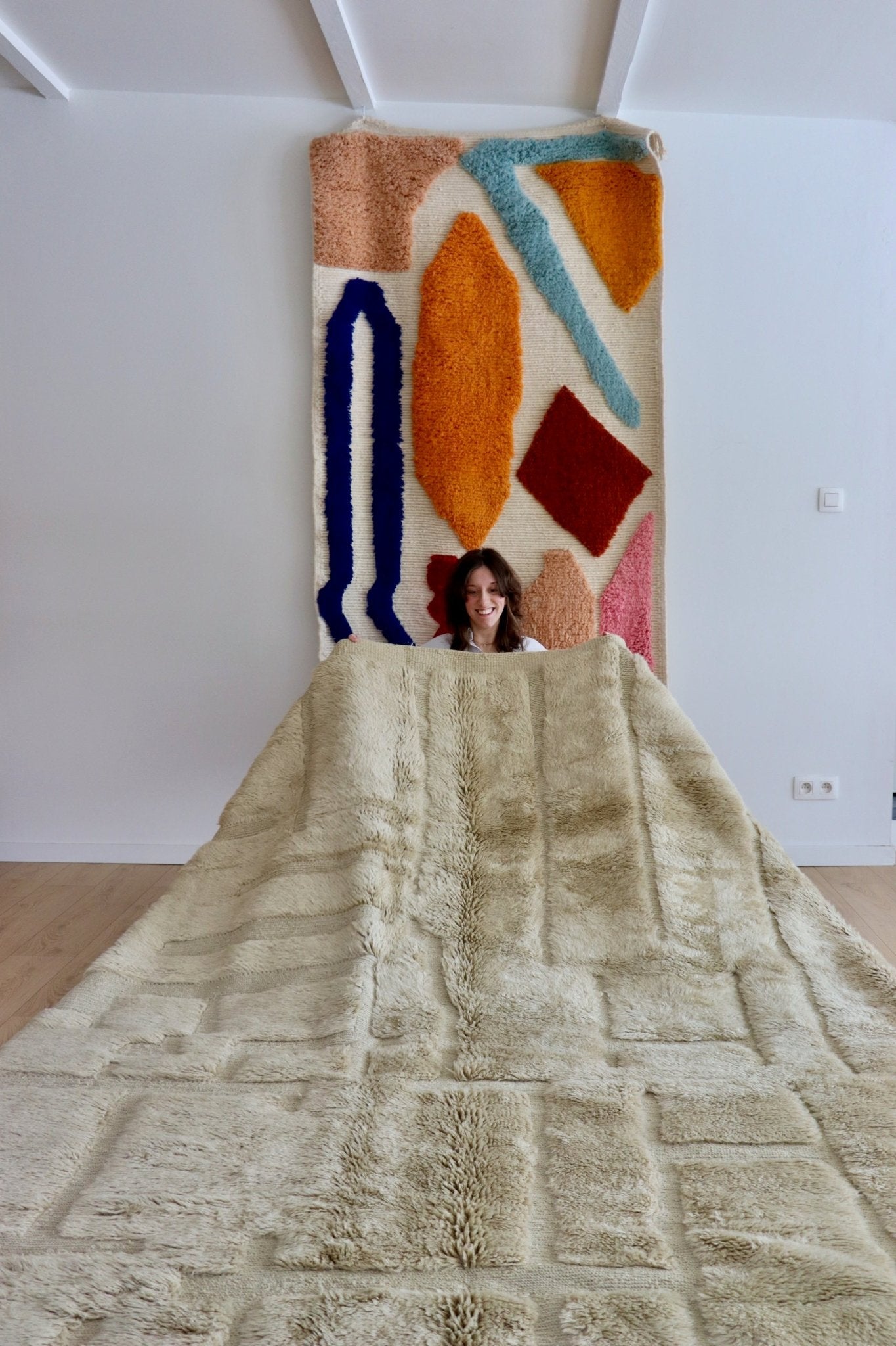 Mrirt Moroccan Rug (1073) 307x218cm - Old White - Tree of Colors