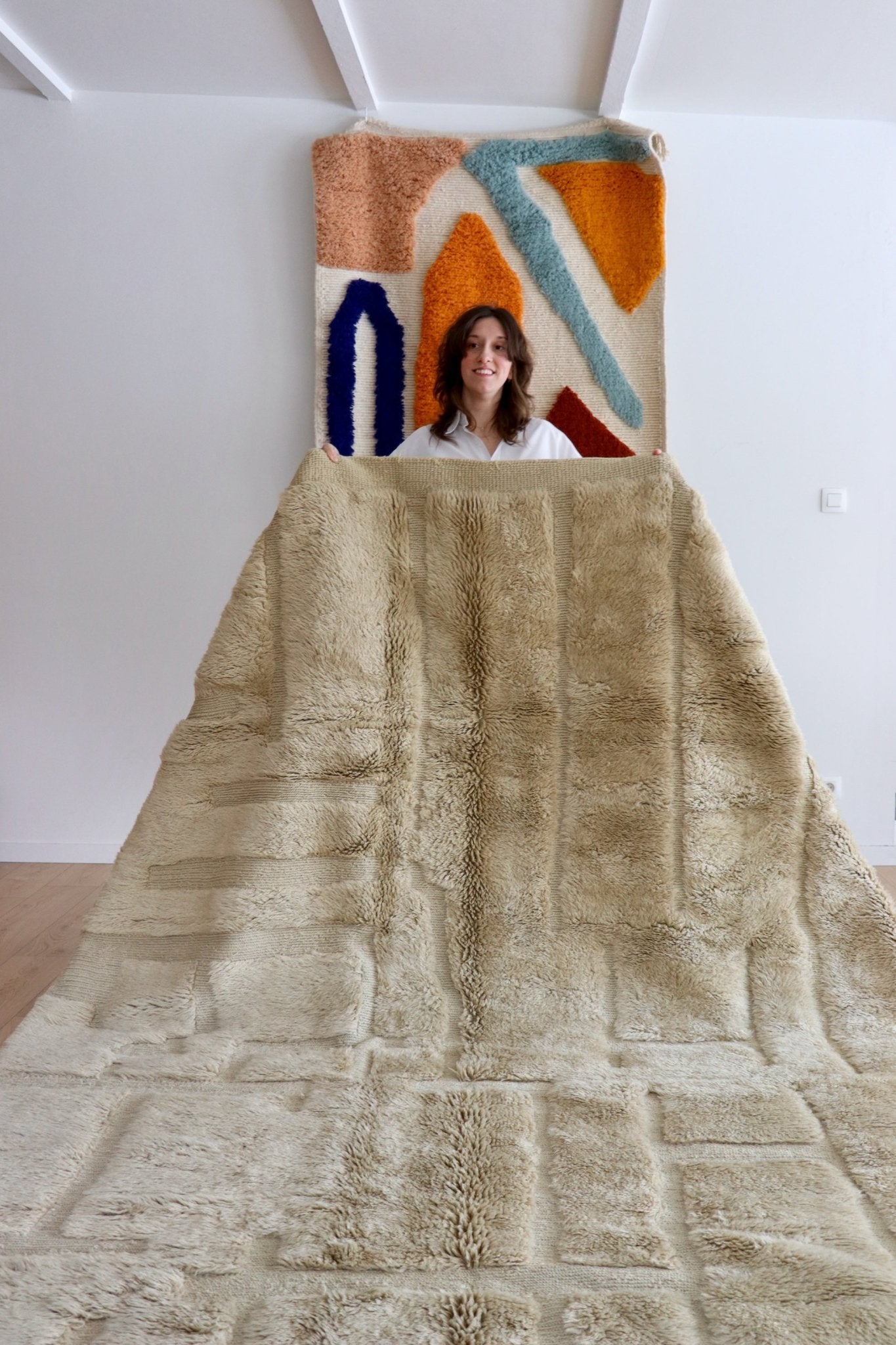 Mrirt Moroccan Rug (1073) 307x218cm - Old White - Tree of Colors