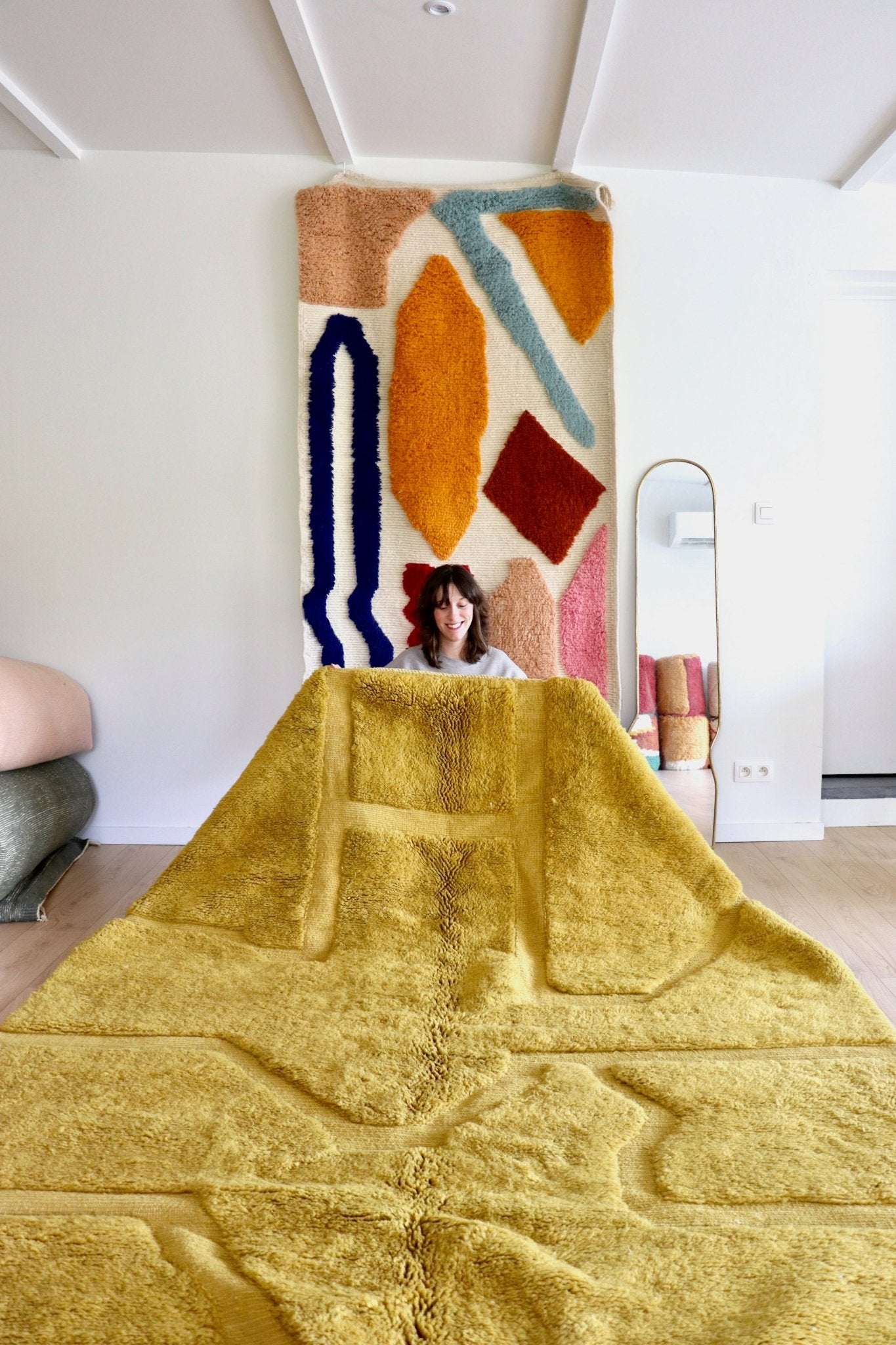 Mrirt Moroccan Rug (1080) 296x217cm - Mustard - Tree of Colors