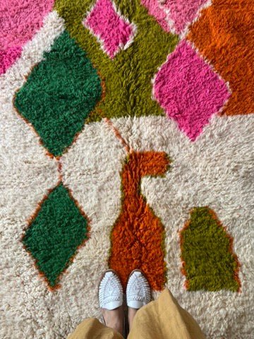 Olive Green & Orange Berber Wool Rug made to order (10) - Tree of Colors