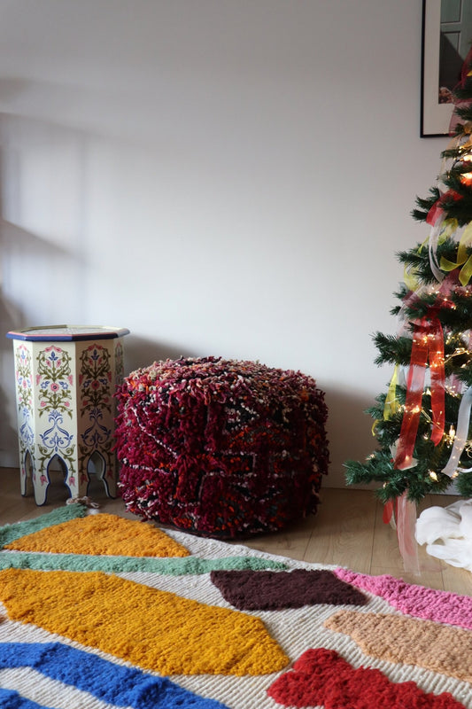 Purple Berber Pouf - Tree of Colors