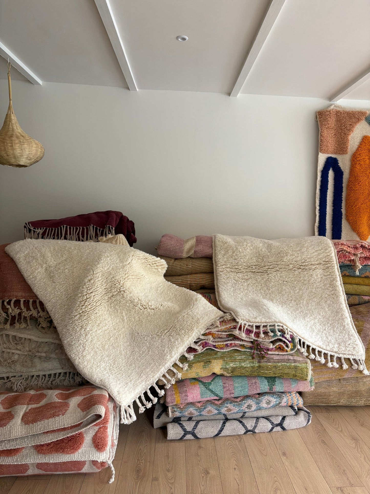 Set of 2 Beni Ouarain Moroccan White Rug - 150x105cm - Tree of Colors