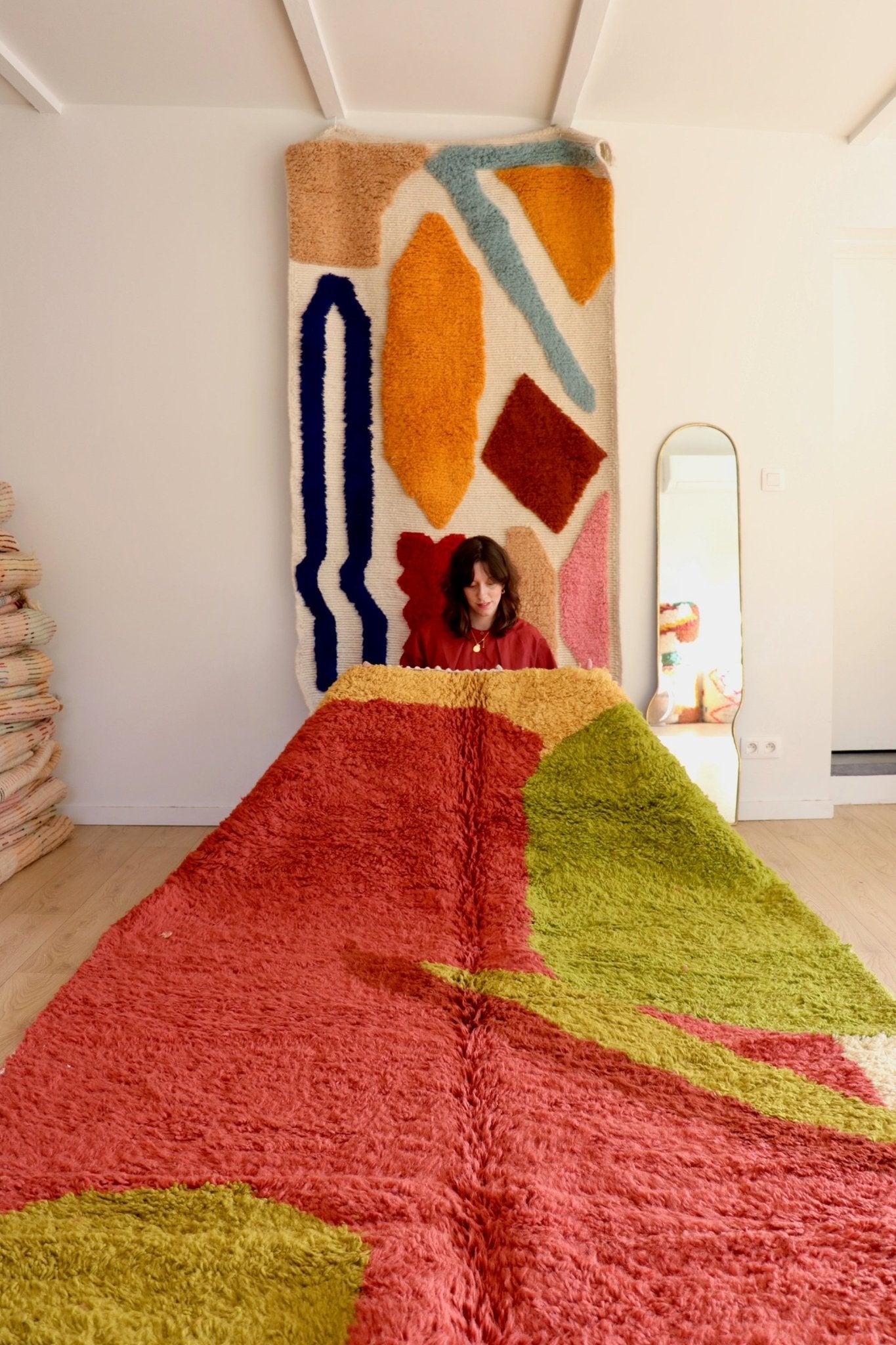 Tree of Colors Design Berber Rug (1136) 300x200cm - Raspberry - Tree of Colors