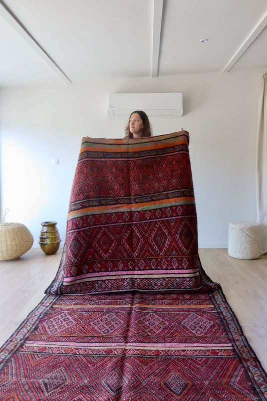 Vintage Berber Kilim Rug (843) 393x168cm - Tree of Colors