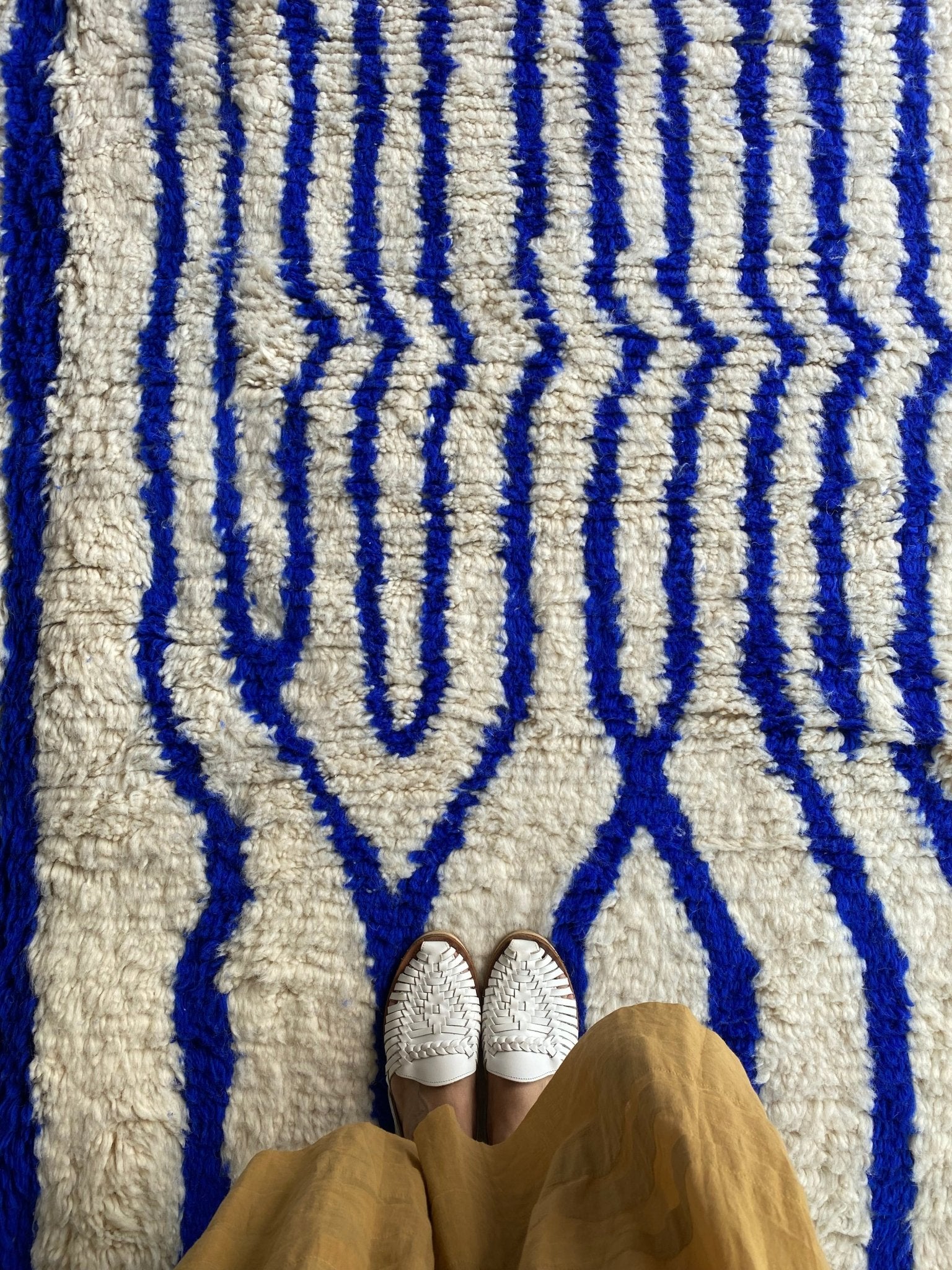 White and Blue Berber Wool Rug made to order (8) - Tree of Colors