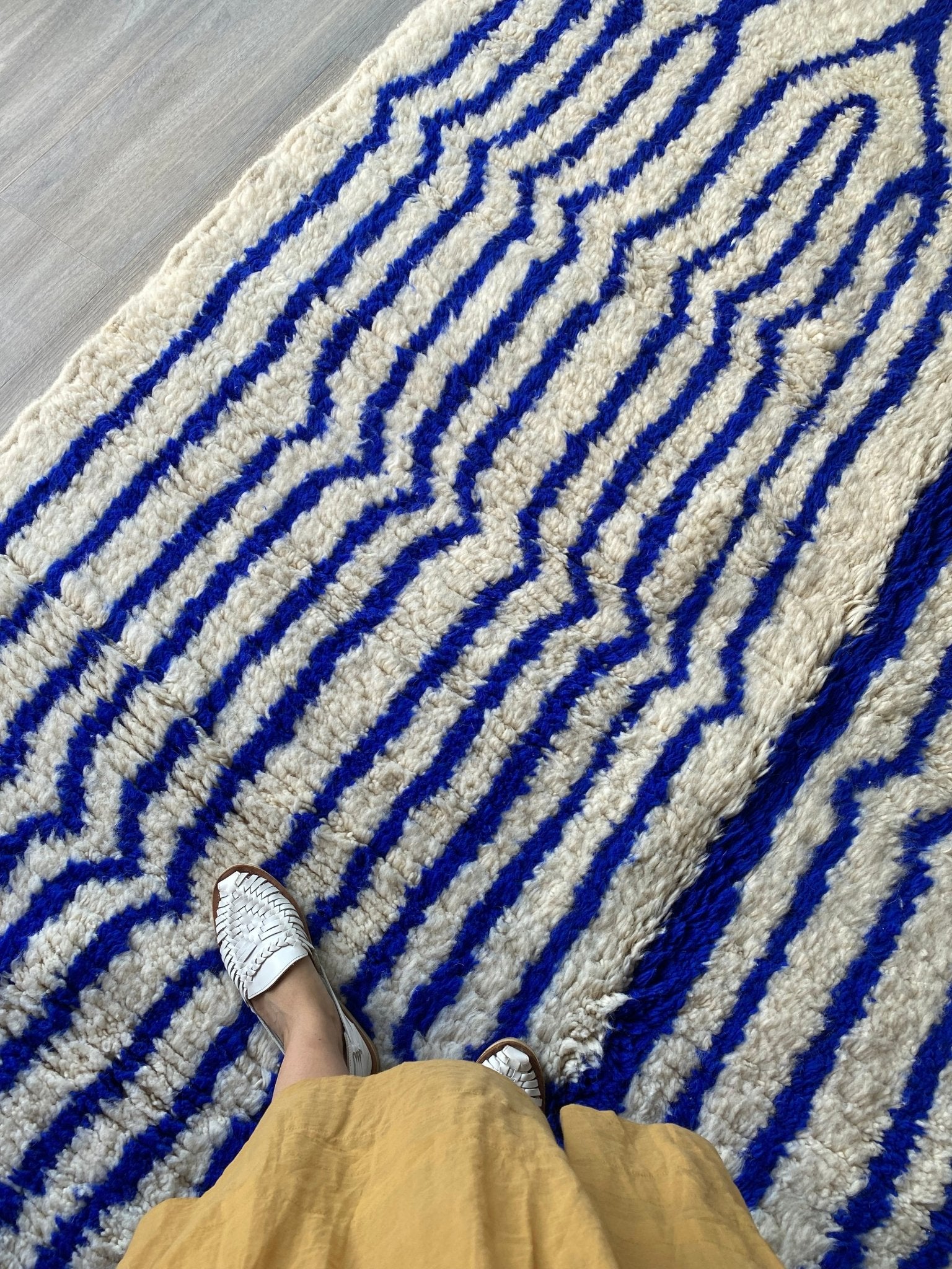 White and Blue Berber Wool Rug made to order (8) - Tree of Colors