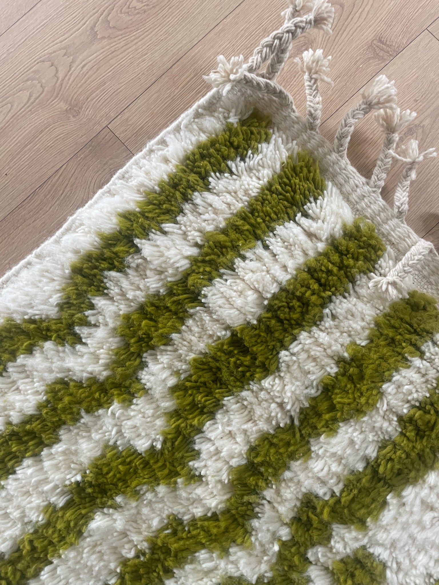 White and Green Berber Wool Rug made to order (9) - Tree of Colors