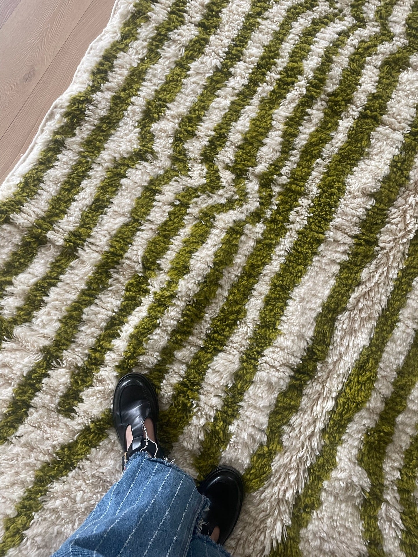 White and Green Berber Wool Rug made to order (9) - Tree of Colors