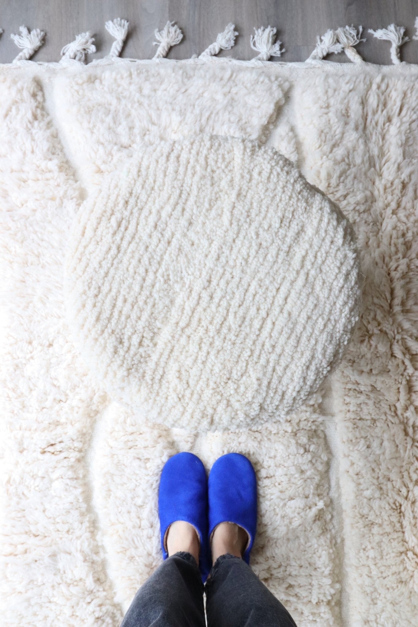 White Berber Pouf (5) - Tree of Colors