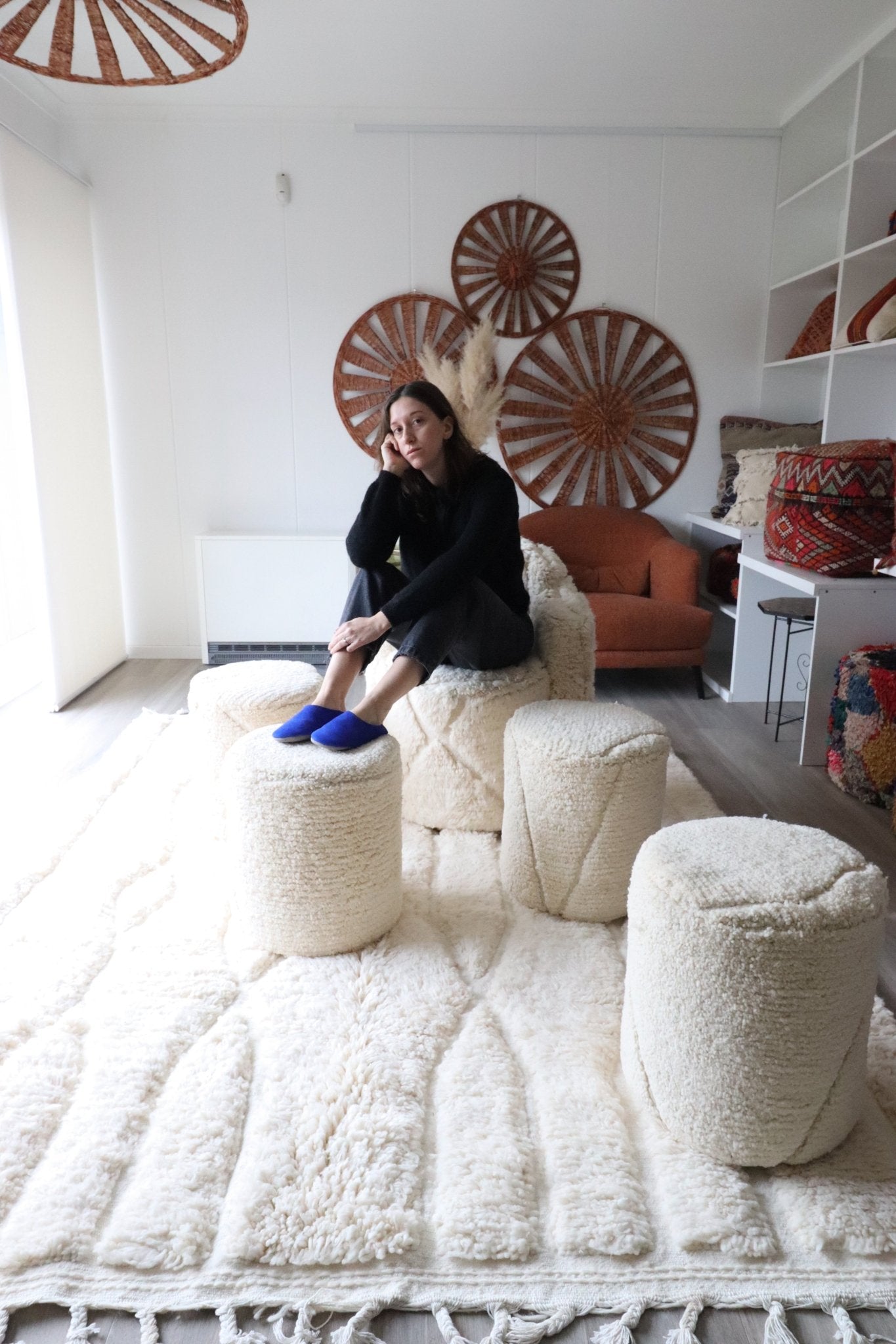 White Berber Pouf (5) - Tree of Colors