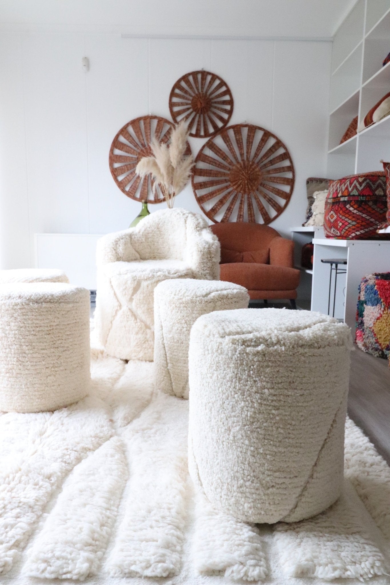 White Berber Pouf (5) - Tree of Colors