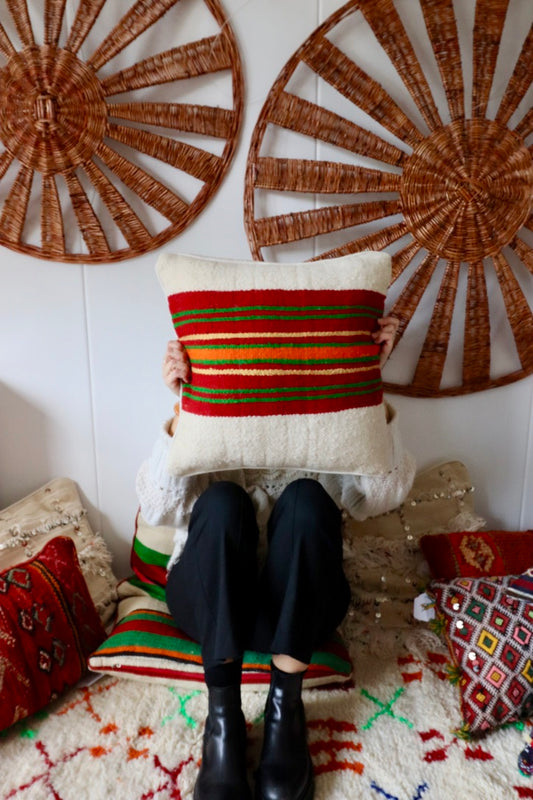 Moroccan Striped Wool Cushion