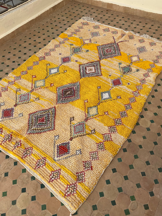 PRE-ORDER - Boucherouite Moroccan Yellow Rug (237) 226x146cm