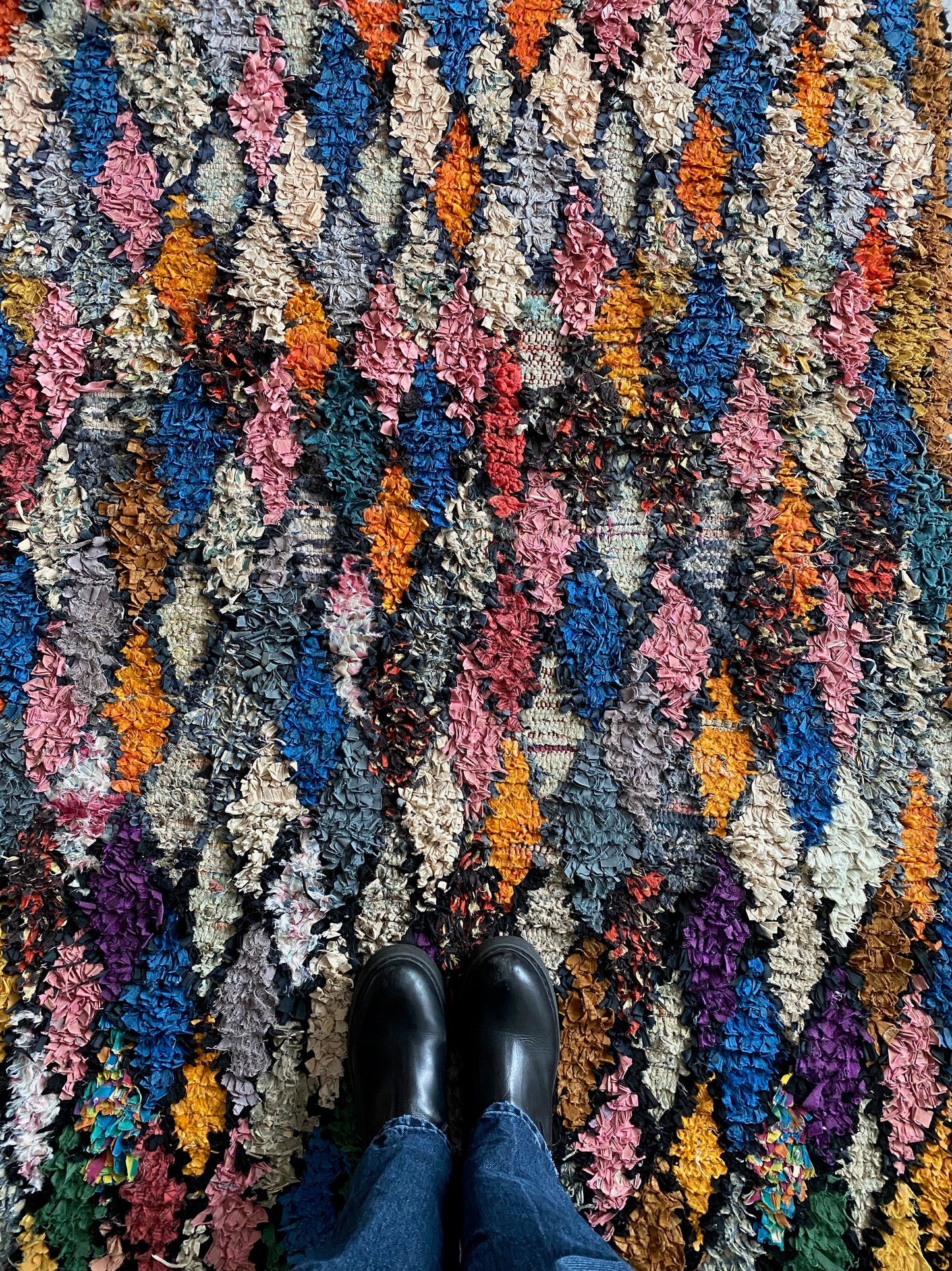 Boucherouite Moroccan Rug (246), Colorful handmade cotton rug 228x116cm