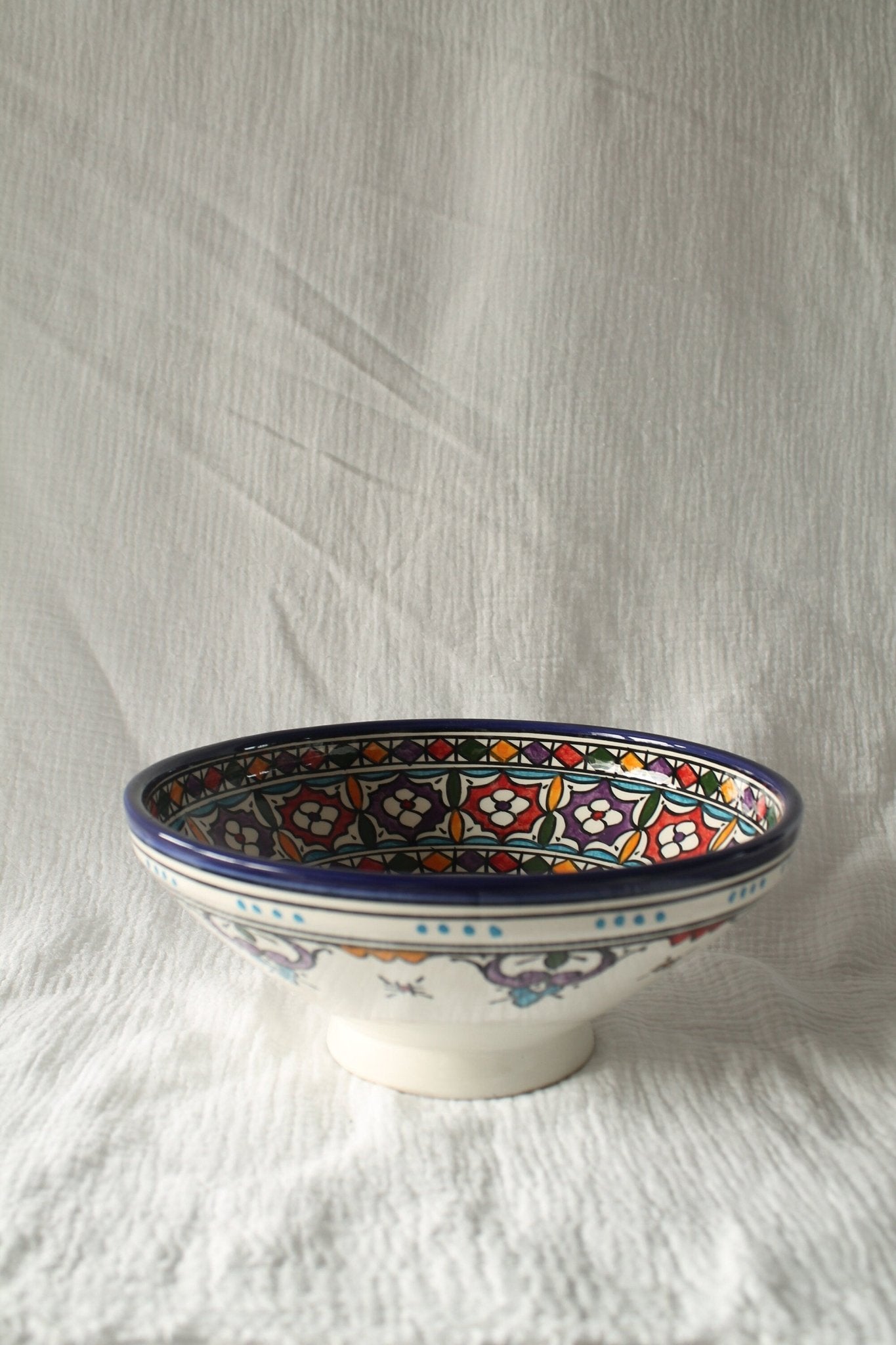 Big Ceramic Bowl, Hand painted ceramic in Fes, Morocco - Tree of Colors