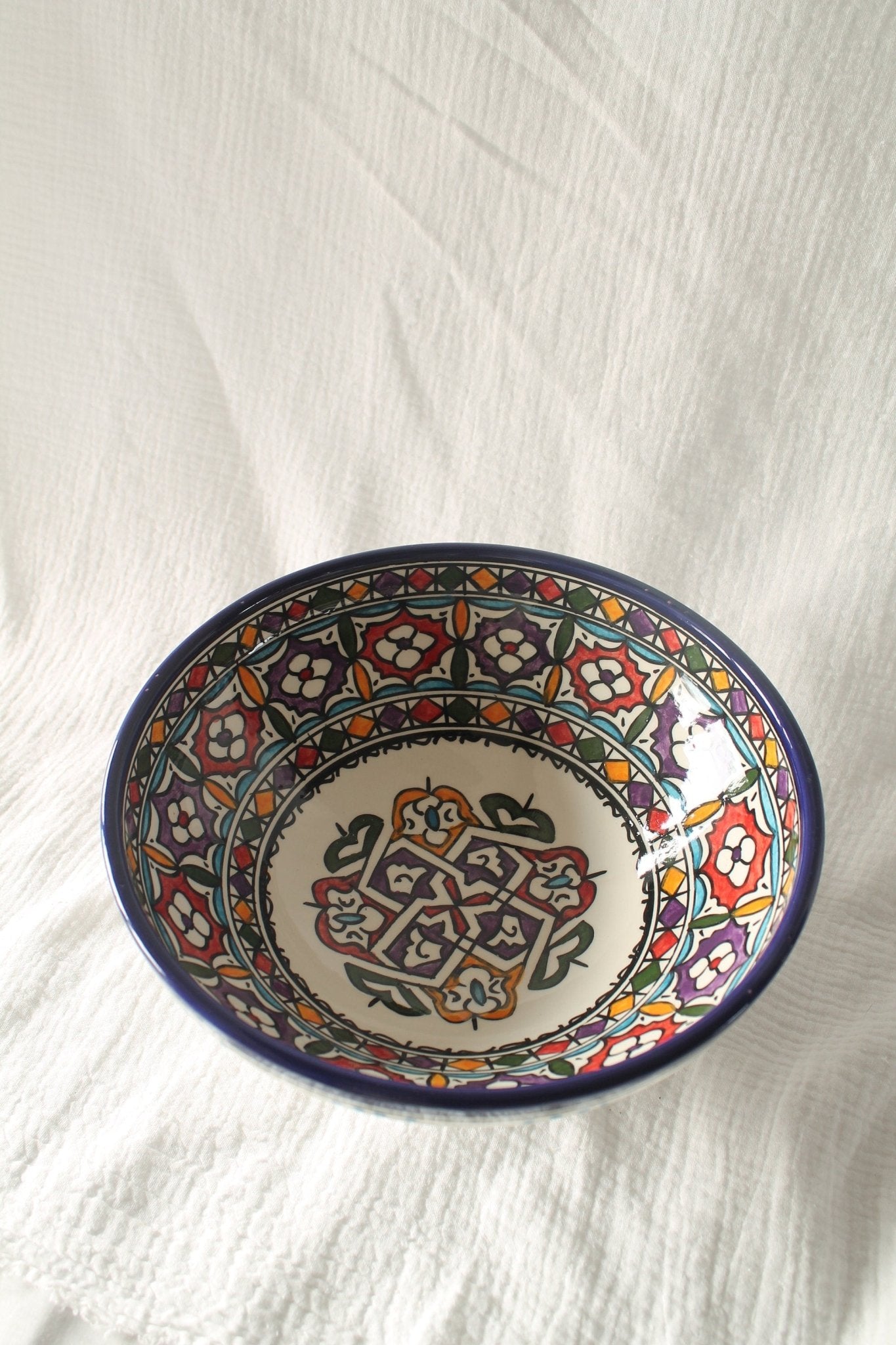 Big Ceramic Bowl, Hand painted ceramic in Fes, Morocco - Tree of Colors