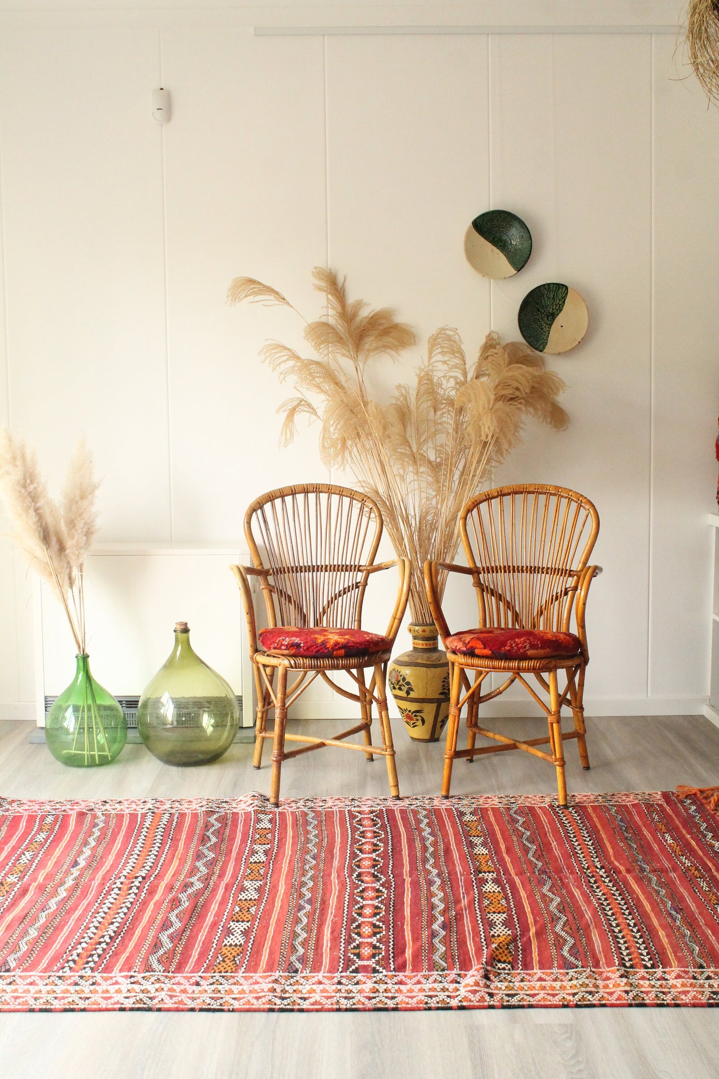 Set of 2 authentic  60's Audoux-Minet rattan chairs